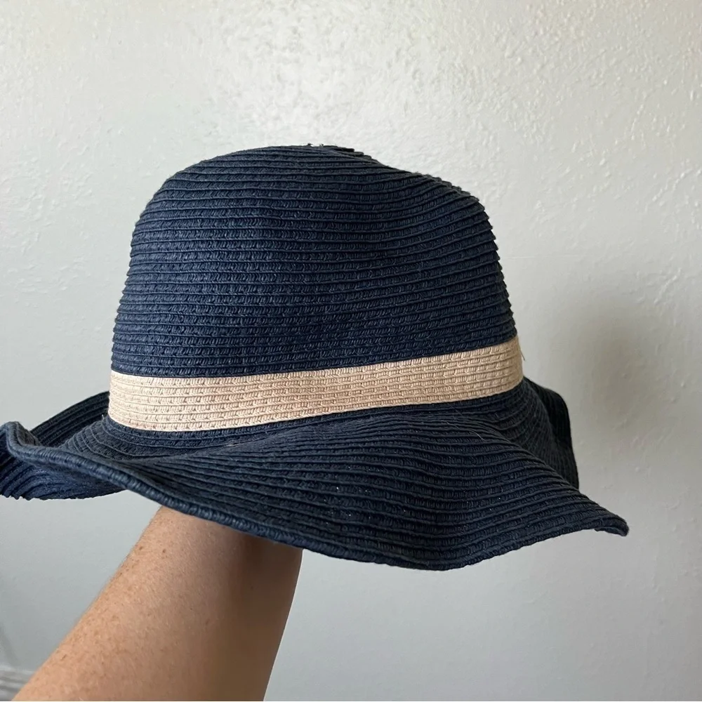 Pete Grimm Navy Blue Rounded Top Sun Hat Paper Moldable Rim